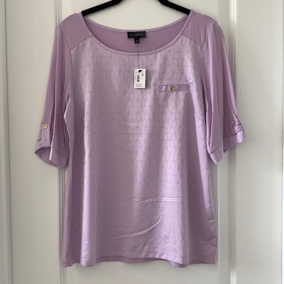 NWT THE LIMITED Lavender Elbow Sleeves Print Blouse Size M - Picture 1 of 10
